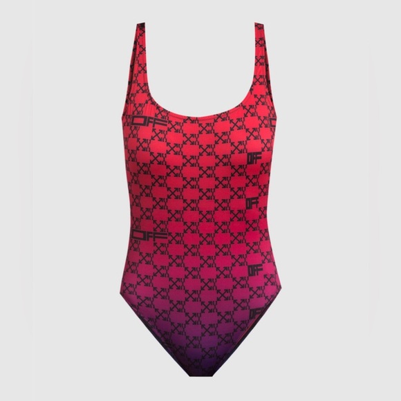 NWOT OFF-WHITE
RED SWIMSUIT WITH ARROW LOGO PRINT - Picture 1 of 7